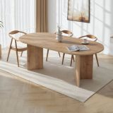 Tavolo Fisso Marrone Rovere Scuro 6 Posti Forma Ovale 200x90x75h cm, Materiale Piano in Legno Nobilitato - Nofalota