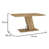 Tavolo Fisso Marrone Rovere Scuro Trasparente 6 Posti Dettaglio Effetto Vetro 110x80x76h cm, Forma Rettangolare - Liva