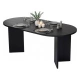 Tavolo Fisso Nero 6 Posti Forma Ovale 180x89.5x75h cm, Peso Supportato 70 kg - Monterano