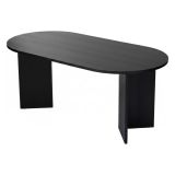 Tavolo Fisso Nero 6 Posti Forma Ovale 180x89.5x75h cm, Peso Supportato 70 kg - Monterano
