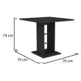 Tavolo Fisso Nero Antracite 4 Posti Dettagli in Metallo 76x76x74h cm, Forma Quadrato - Livala