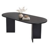 Tavolo Fisso Nero Frassinato 6 Posti Forma Ovale 200x90x75h cm, Materiale Piano in Legno Nobilitato - Nofalota