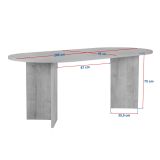 Tavolo Fisso Nero Frassinato 6 Posti Forma Ovale 200x90x75h cm, Materiale Piano in Legno Nobilitato - Nofalota