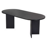 Tavolo Fisso Nero Frassinato 6 Posti Forma Ovale 200x90x75h cm, Materiale Piano in Legno Nobilitato - Nofalota