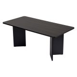 Tavolo Fisso Nero Frassinato 6 Posti Forma Rettangolare 180x90x75h cm, Materiale Piano in Legno Nobilitato - Noleme
