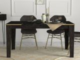Tavolo fisso Peacock, Ripiano da cucina, Tavolo per sala da pranzo, Ripiano rettangolare fisso, 145x85h76 cm, Nero e Oro