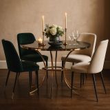Tavolo Fisso Trasparente oro 2 Posti Forma Rotondo 100x100x80h cm, Colore Struttura oro - Dasozama