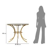 Tavolo Fisso Trasparente oro 2 Posti Forma Rotondo 100x100x80h cm, Colore Struttura oro - Dasozama