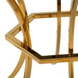 Tavolo Fisso Trasparente oro 2 Posti Forma Rotondo 100x100x80h cm, Colore Struttura oro - Dasozama