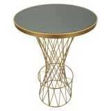 Tavolo Fisso Trasparente oro 2 Posti Struttura Intrecciata 70x70x103h cm, Forma Rotondo - Fakari
