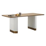 Tavolo grande rettangolare 10 posti bianco e marrone 180x90cm - Brian