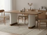 Tavolo grande rettangolare 10 posti bianco e marrone 180x90cm - Brian