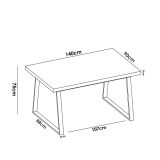 Tavolo legno e metallo rettangolare 8 posti 140x90cm - Amitrax
