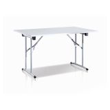 Tavolo pieghevole 6 posti in metallo e legno 125x75cm bianco - Aliena
