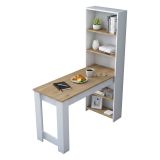 Tavolo rettangolare 5 posti con scaffale noce e bianco 120x53cm - Areneio