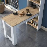 Tavolo rettangolare 5 posti con scaffale noce e bianco 120x53cm - Areneio