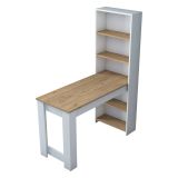 Tavolo rettangolare 5 posti con scaffale noce e bianco 120x53cm - Areneio