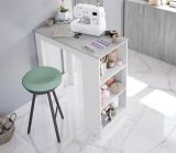 Tavolo rettangolare con scaffale 6 posti bianco e cemento 130x50cm - Andreoli