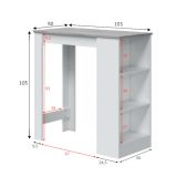 Tavolo rettangolare con scaffale 6 posti bianco e cemento 130x50cm - Andreoli
