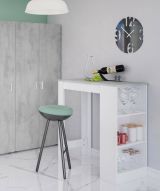 Tavolo rettangolare con scaffale 6 posti bianco e cemento 130x50cm - Andreoli