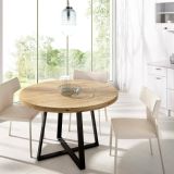 Tavolo rotondo in metallo e legno 4 posti 120x120cm - Abal