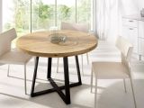 Tavolo rotondo in metallo e legno 4 posti 120x120cm - Abal