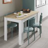 Tavolo salvaspazio rettangolare 6 posti bianco e rovere 109x67cm - Anat