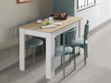 Tavolo salvaspazio rettangolare 6 posti bianco e rovere 109x67cm - Anat