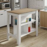 Tavolo scaffale rettangolare 6 posti bianco e rovere 103x67cm - Barzano