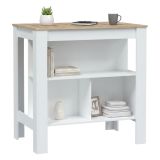 Tavolo scaffale rettangolare 6 posti bianco e rovere 103x67cm - Barzano