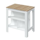 Tavolo scaffale rettangolare 6 posti bianco e rovere 103x67cm - Barzano