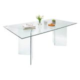 Tavolo vetro rettangolare 10 posti trasparente 180x90cm - Armir