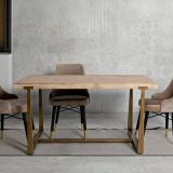 Tavolo vintage rettangolare 8 posti oro e marrone 150x90cm - Kazimir