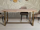 Tavolo vintage rettangolare 9 posti oro e marrone 180x90cm - Kazimir