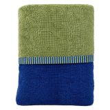 Telo Bagno blu Indaco Verde Menta 100% Cotone Egiziano a Fibra Lunga Pettinato Reversibile, Colore Struttura Verde - Sazalo Luxury