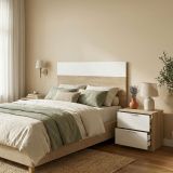 Testiera Aleangy, 100h50 cm, Rovere e Bianco