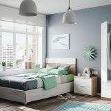 Testiera Aleangy, 100h50 cm, Rovere e Bianco