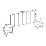 Testiera letto Alaca, 244x37h127 cm, Rovere e Antracite