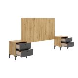 Testiera letto Alaca, 244x37h127 cm, Rovere e Antracite