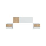 Testiera letto Armony, 266x34h89 cm, Bianco e Rovere