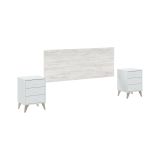 Testiera letto Ayok, Spalliera, Testata per camera da letto, Poggiatesta, 160x3 h60 cm, Bianco e Bianco anticato