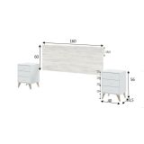 Testiera letto Ayok, Spalliera, Testata per camera da letto, Poggiatesta, 160x3 h60 cm, Bianco e Bianco anticato