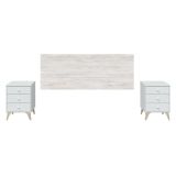 Testiera letto Ayok, Spalliera, Testata per camera da letto, Poggiatesta, 160x3 h60 cm, Bianco e Bianco anticato