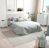Testiera letto Ayok, Spalliera, Testata per camera da letto, Poggiatesta, 160x3 h60 cm, Bianco e Bianco anticato