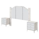 Testiera Letto Bianco Bianco Anticato 248x33 cm, Colore Struttura Bianco - Genzone