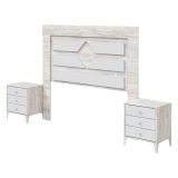Testiera Letto Bianco Bianco Anticato 248x33 cm, Colore Struttura Bianco - Manduria
