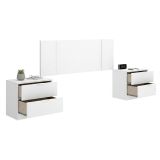 Testiera Letto Bianco Marrone Rovere 2 Comodini Inclusi Piazza e Mezza 34x237 cm, Colore Struttura Marrone - Carson