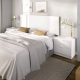 Testiera Letto Bianco Marrone Rovere 2 Comodini Inclusi Piazza e Mezza 34x237 cm, Colore Struttura Marrone - Carson