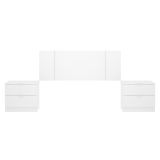 Testiera Letto Bianco Marrone Rovere 2 Comodini Inclusi Piazza e Mezza 34x237 cm, Colore Struttura Marrone - Carson