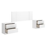 Testiera Letto Bianco Marrone Rovere 2 Comodini Inclusi Piazza e Mezza 34x237 cm, Colore Struttura Marrone - Carson